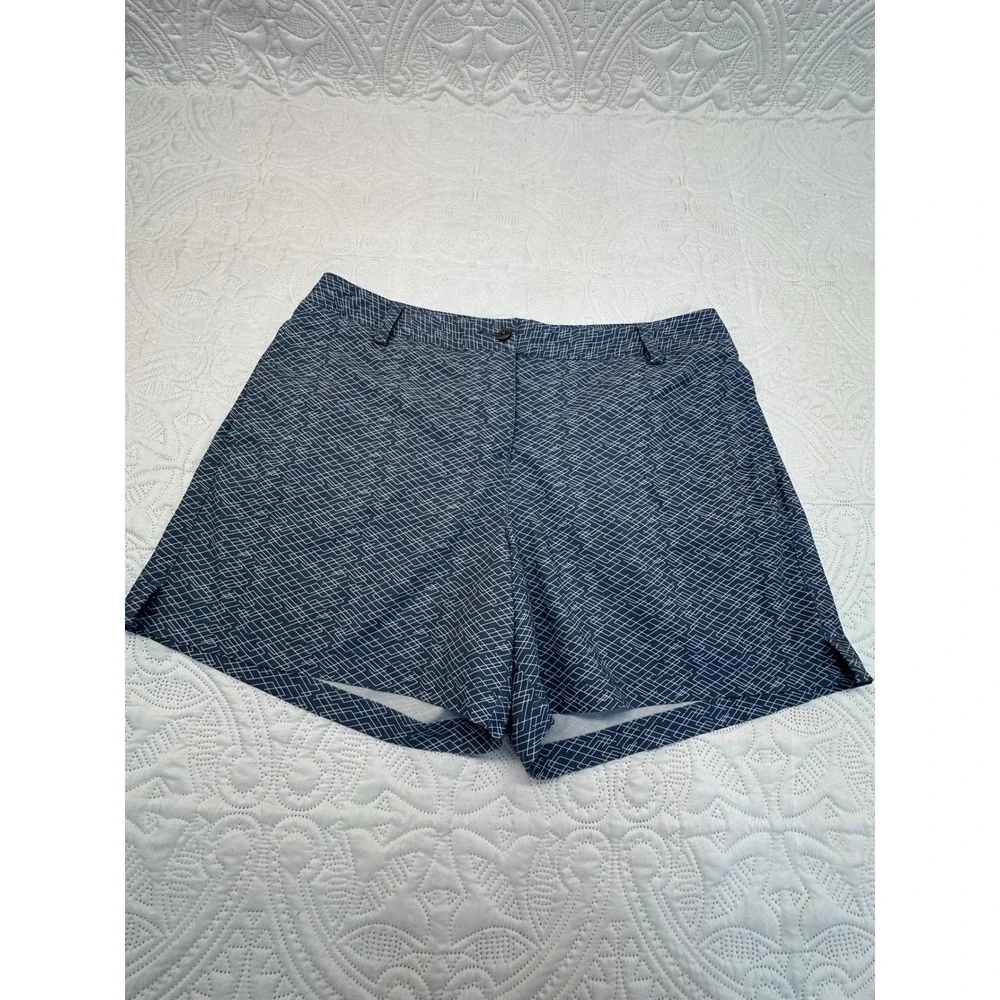 Puma Golf Shorts Navy Blue White Geometric Maze Print Performance Womens 12